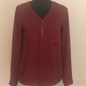 Burgundy Zip Front Top